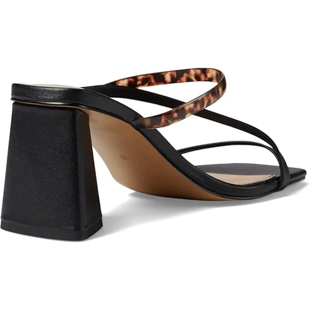 Faryl by Farylrobin Brittanie Sandals Women's 10 Black Leather Slip-On GAL1680